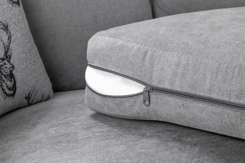 Liam Scatterback Sofa Grey 3 Seater Fabric View
